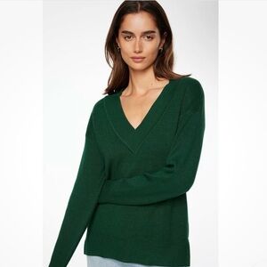 Anthropologie Galicia Green V-neck Knit Sweater Size Small